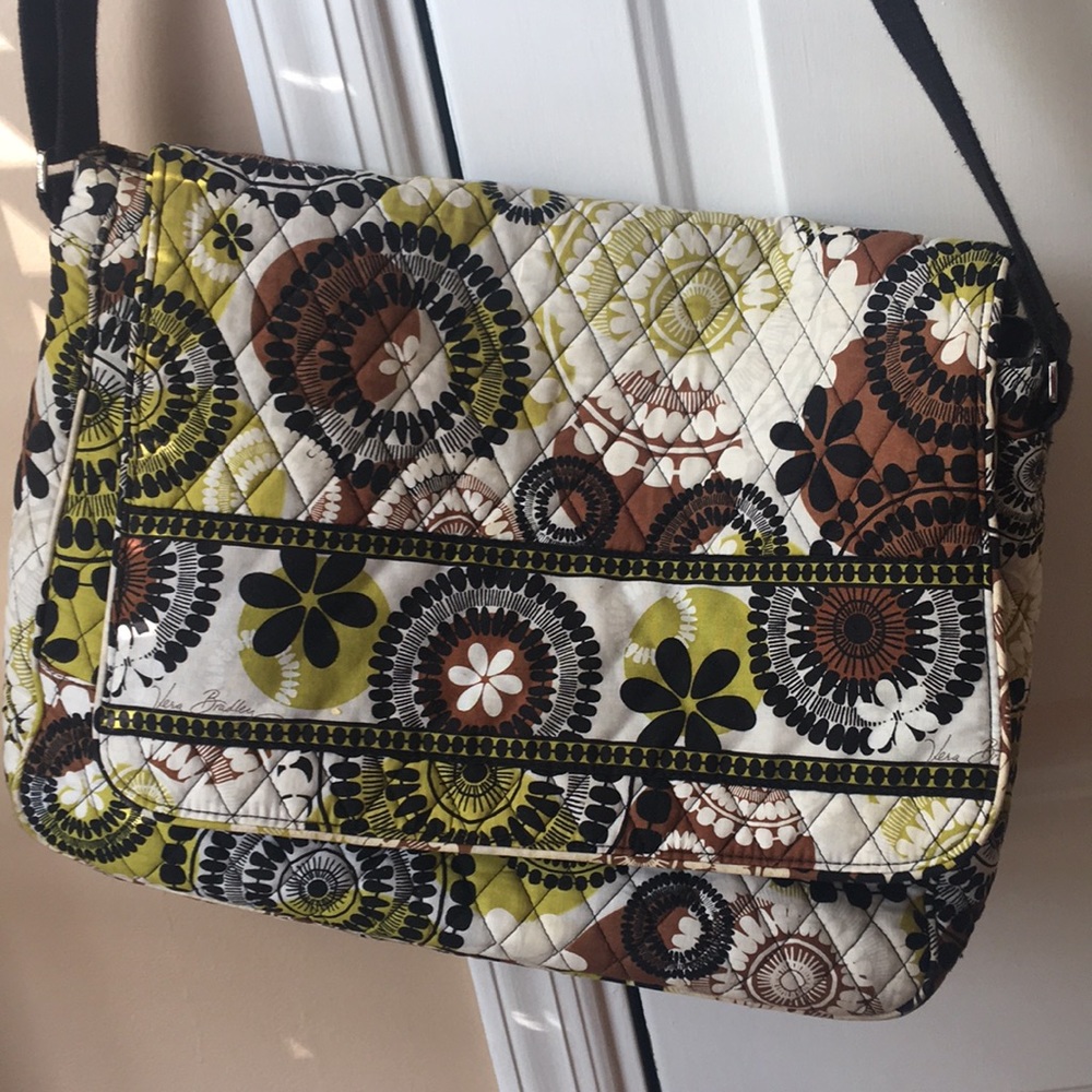 Vera Bradley Mandy Cocoa Moss Messenger Bag
